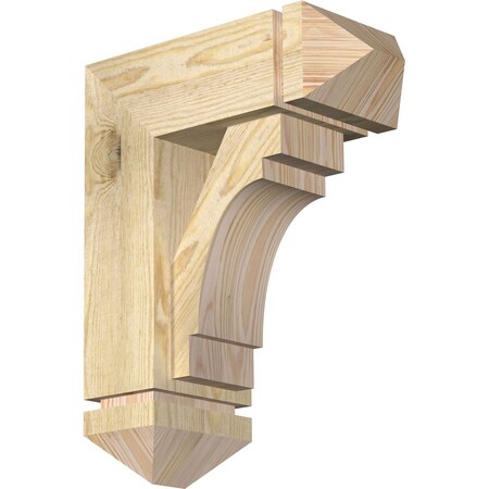 Merced Arts And Crafts Rough Sawn Bracket W/ Offset Brace, Douglas Fir, 6W X 14D X 18H